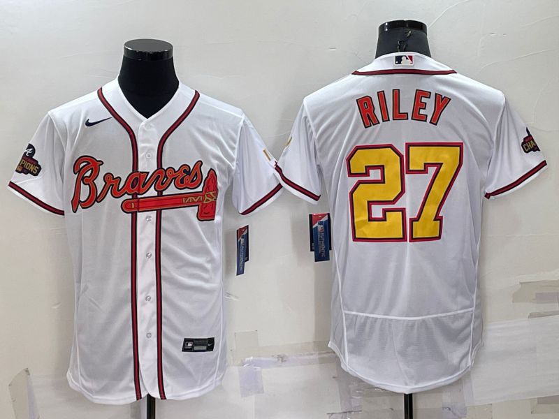 Men Atlanta Braves #27 Riley White Champion gold 2022 Elite Nike MLB Jerseys